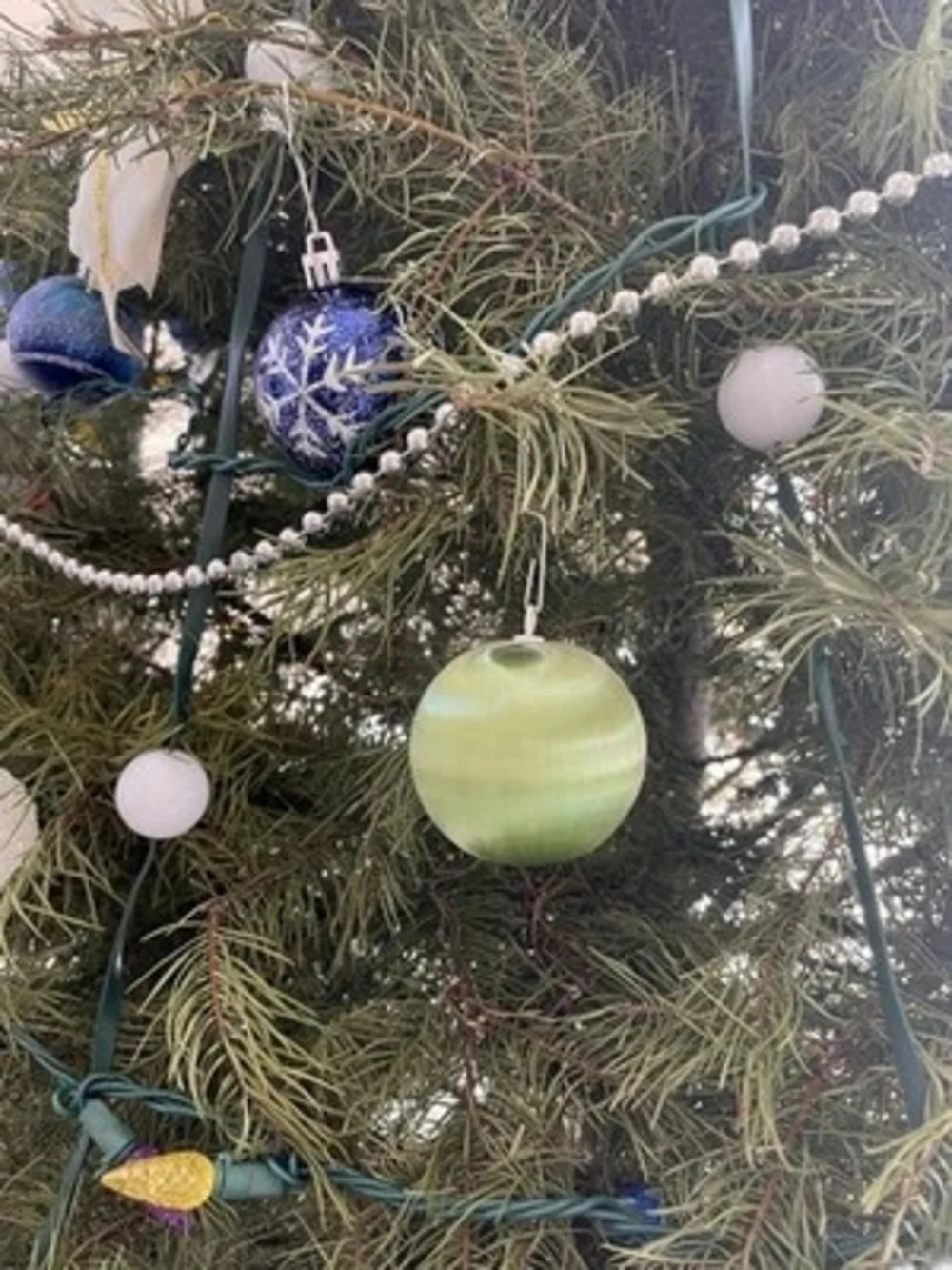 Set of 3 Light Green Satin Christmas Bauble Ornaments Holiday Decor